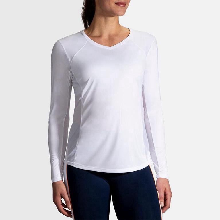 Brooks Stealth Australia - Women's Long Sleeve Running Shirt - White (906148-NKW)